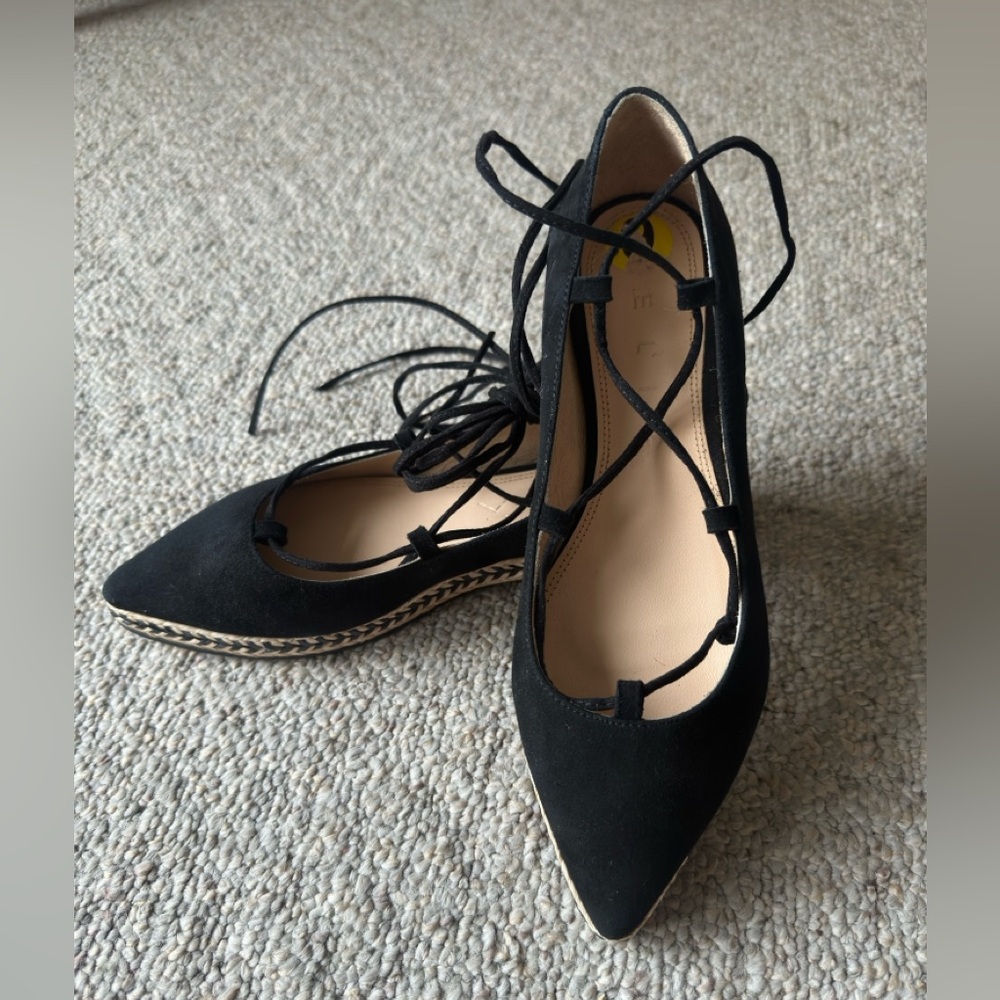 Helia Black Lace-Up Espadrilles